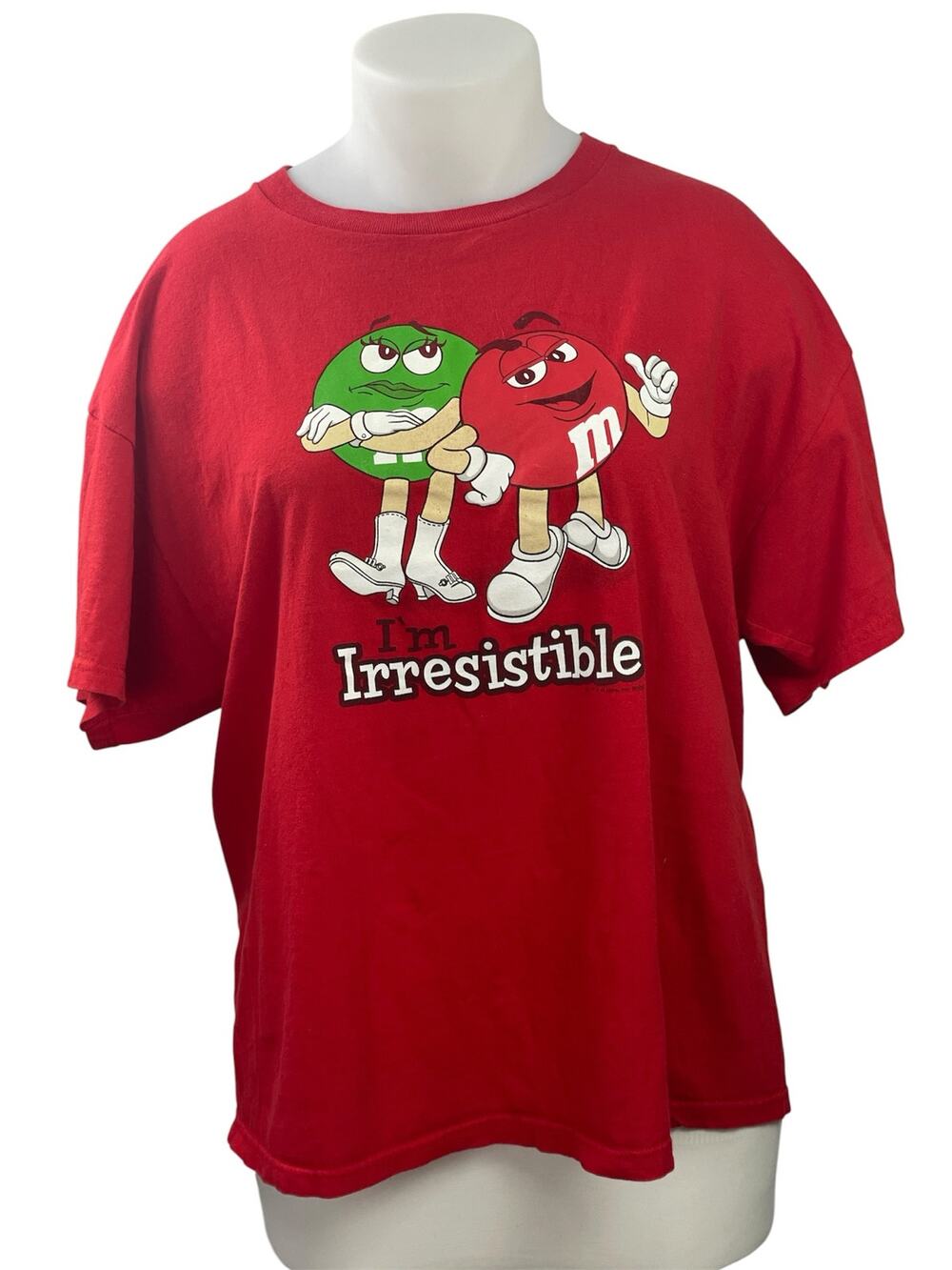 M&M's I'm Irresistible Womens Red Short Sleeve Graphic Tee T-shirt Top Size XL